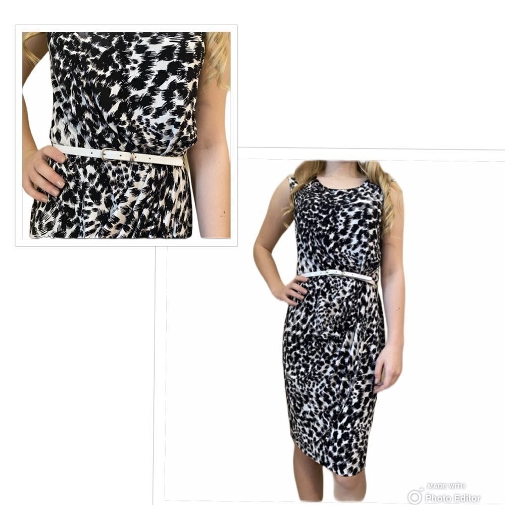Calvin Klein Faux wrap Animal Print Dress Size 4 career professional office XS